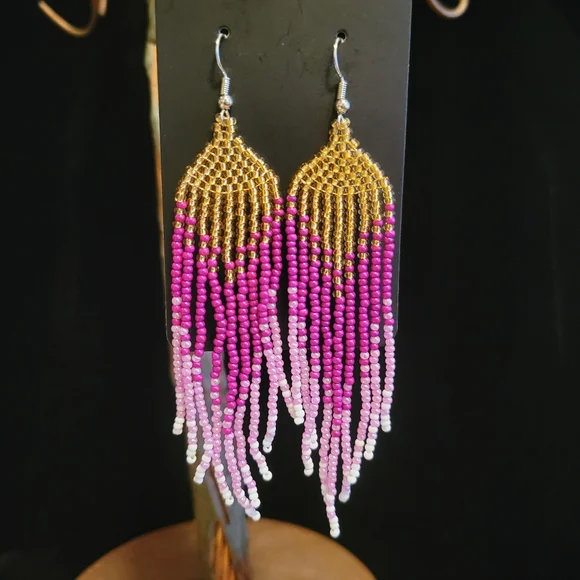 Bohemian Multicolor Beaded Earrings - Picture 1 of 4